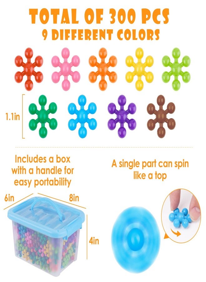 NiToy Snowflake Interlocking Building Block Educational Toy 300PCS for Kids Ages 3+, Multi-Color Solid Plastic Early Learning Creativity STEM Toy with Carrying Case Safe Material - Image 2